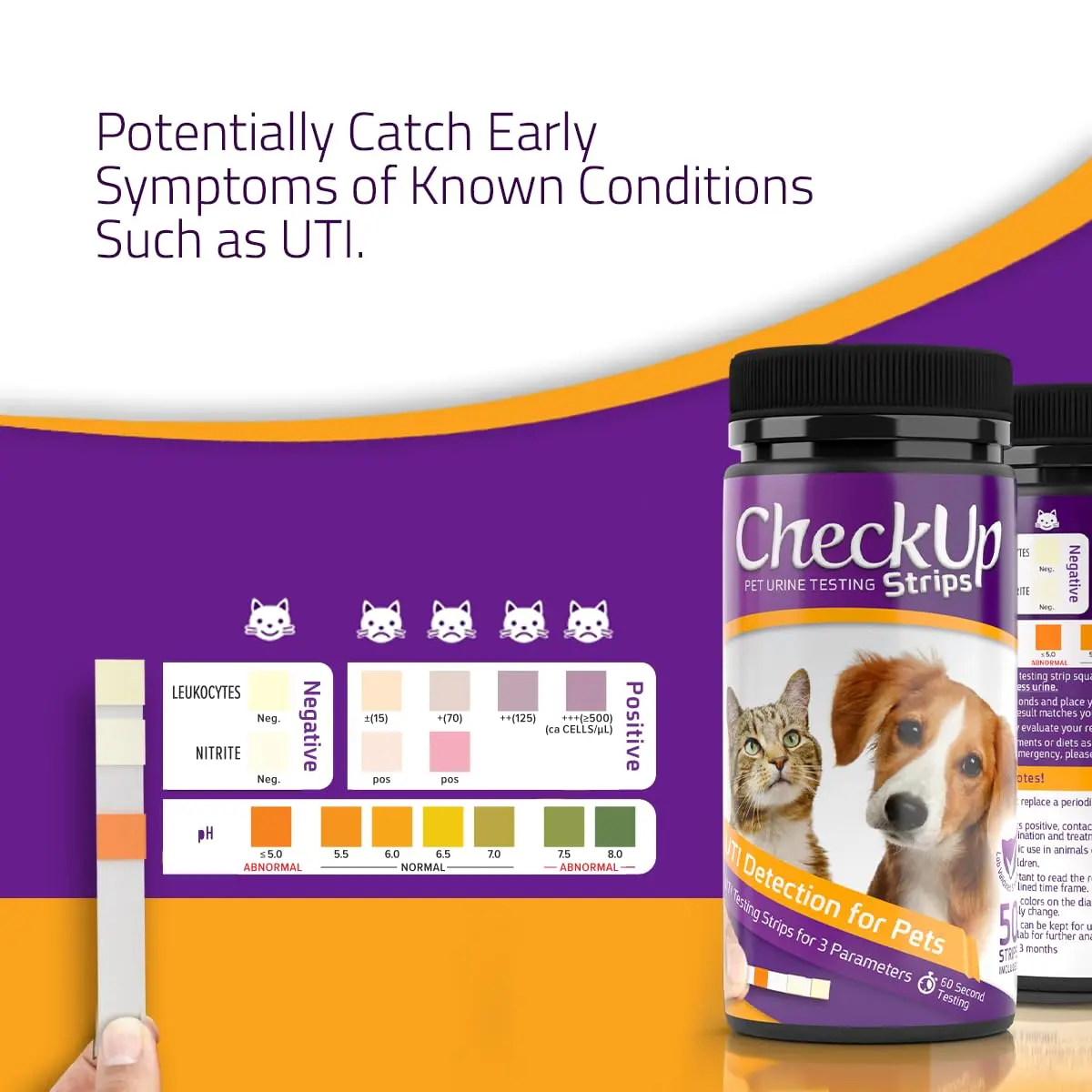 KIT4CAT CheckUp UTI Urine Test Strips for Dogs & Cats | 50 Count | pH, Nitrite & Leukocytes Detection - view 4