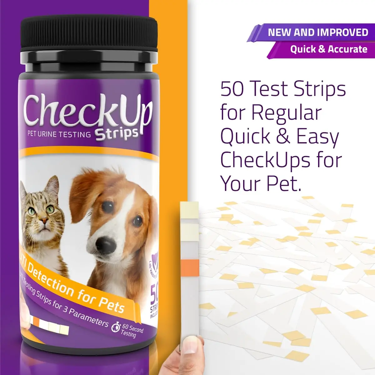 KIT4CAT CheckUp UTI Urine Test Strips for Dogs & Cats | 50 Count | pH, Nitrite & Leukocytes Detection - view 2