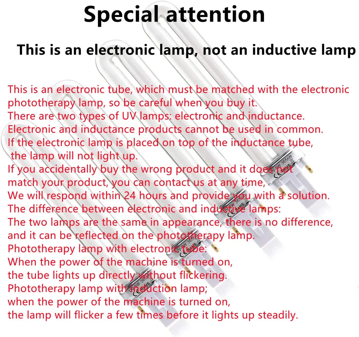 XICHEN 9W UV Replacement Bulb for Nail Dryer Lamp - 365nm, 4-Count Pack | White Light - view 4