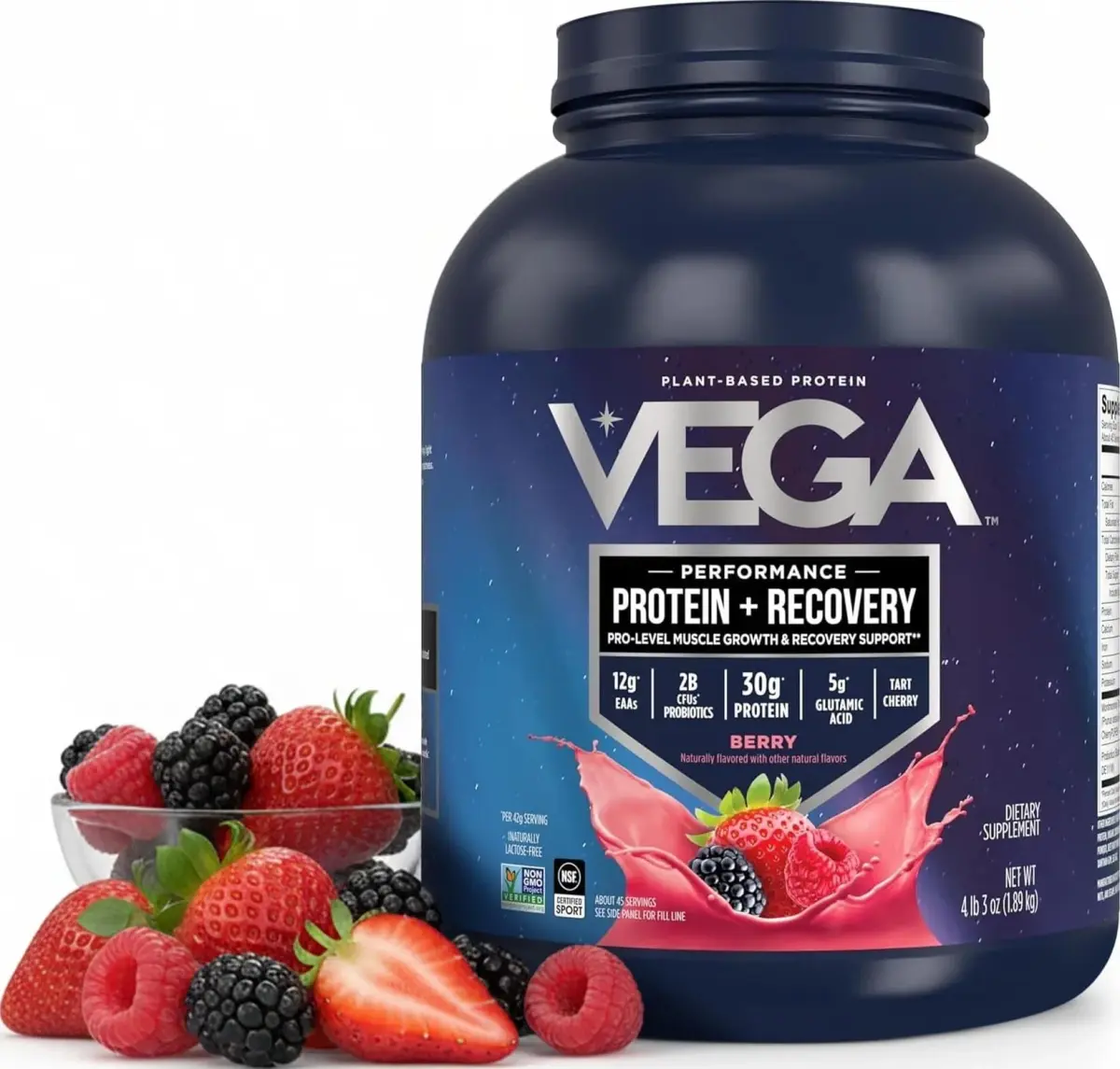 Vega Protein + Recovery Berry 1.81 kg (4 lb) | NSF Certified Plant-Based Protein for Muscle Recovery - main product image