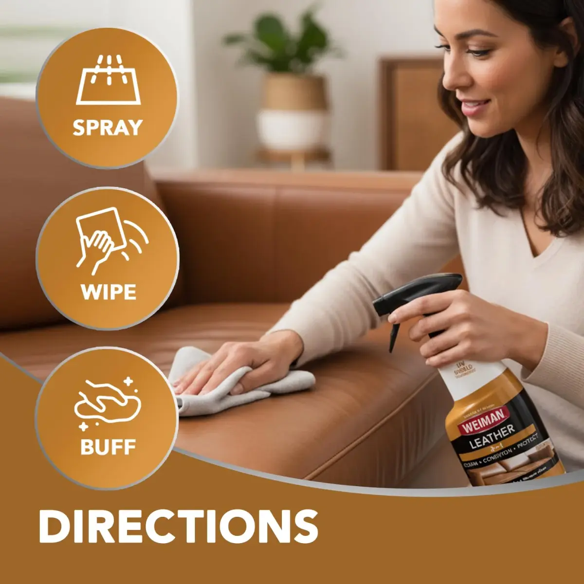 Weiman Leather Cleaner, Conditioner & Protector Kit 355ml (12 Fl Oz) | UVX-15 Protection for All Finished Leather - view 8