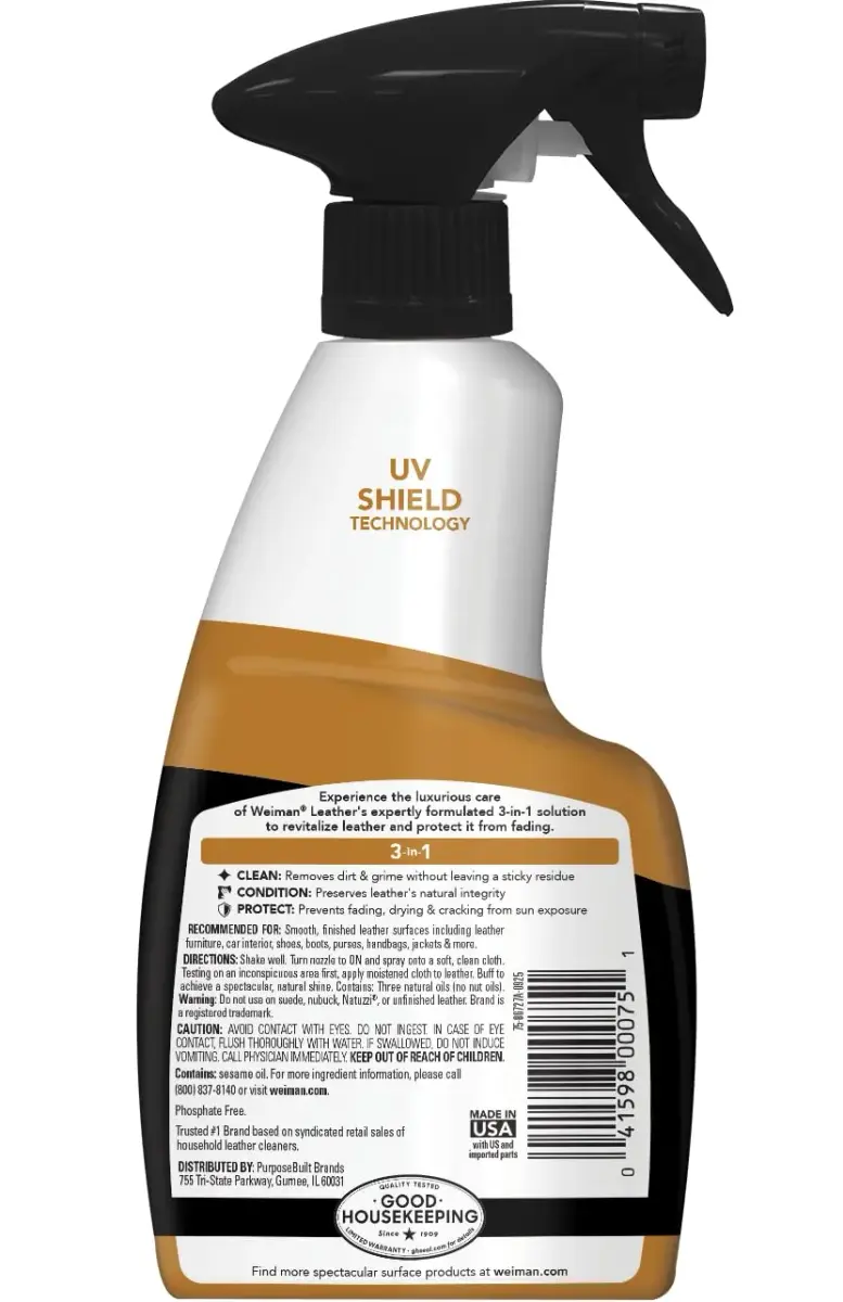 Weiman Leather Cleaner, Conditioner & Protector Kit 355ml (12 Fl Oz) | UVX-15 Protection for All Finished Leather - view 2