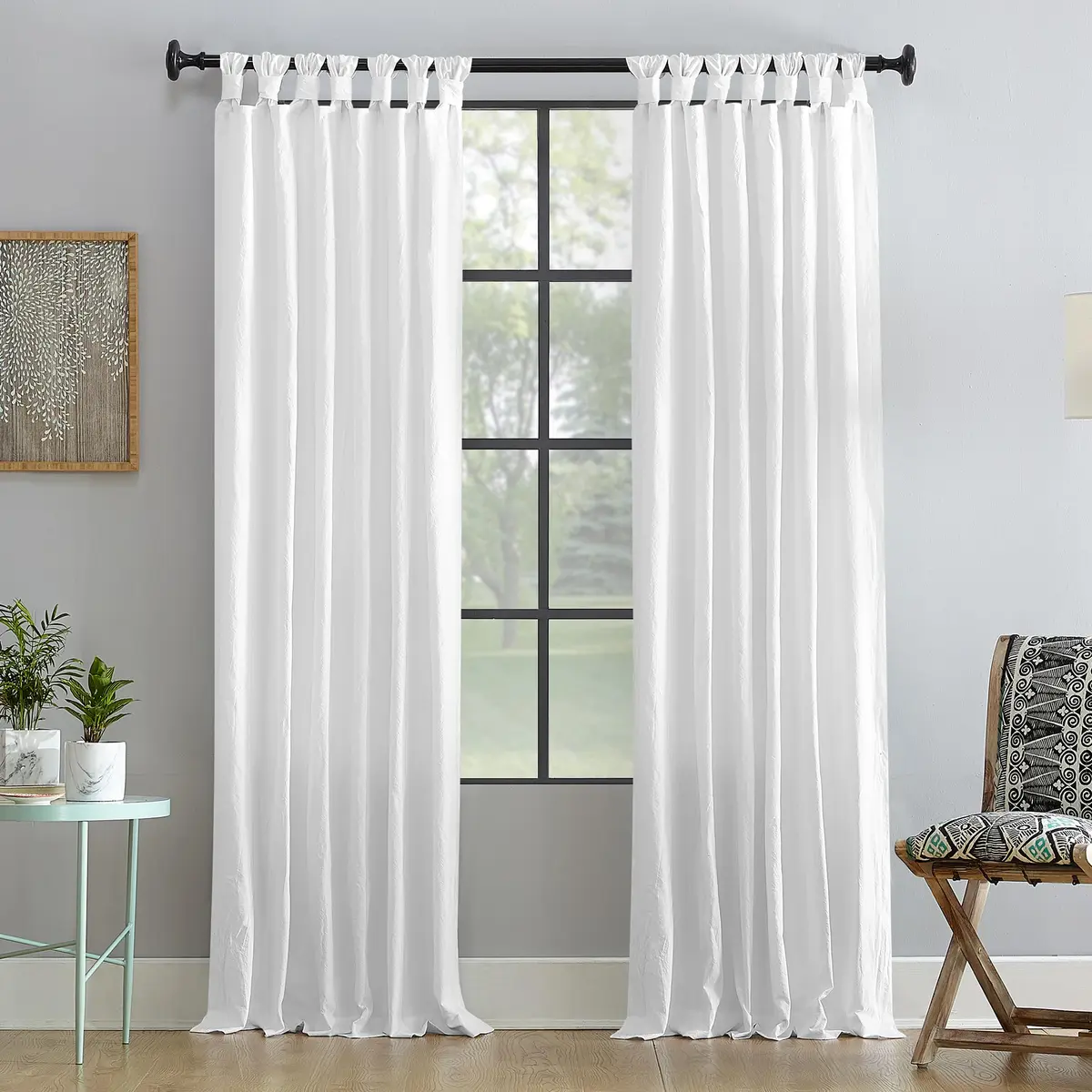 Archaeo Washed 100% Cotton Twist Tab Curtain 52" x 63" | Elegant Semi-Sheer Cotton Panel - main product image