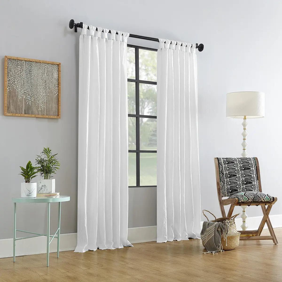 Archaeo Washed 100% Cotton Twist Tab Curtain 52" x 63" | Elegant Semi-Sheer Cotton Panel - view 5