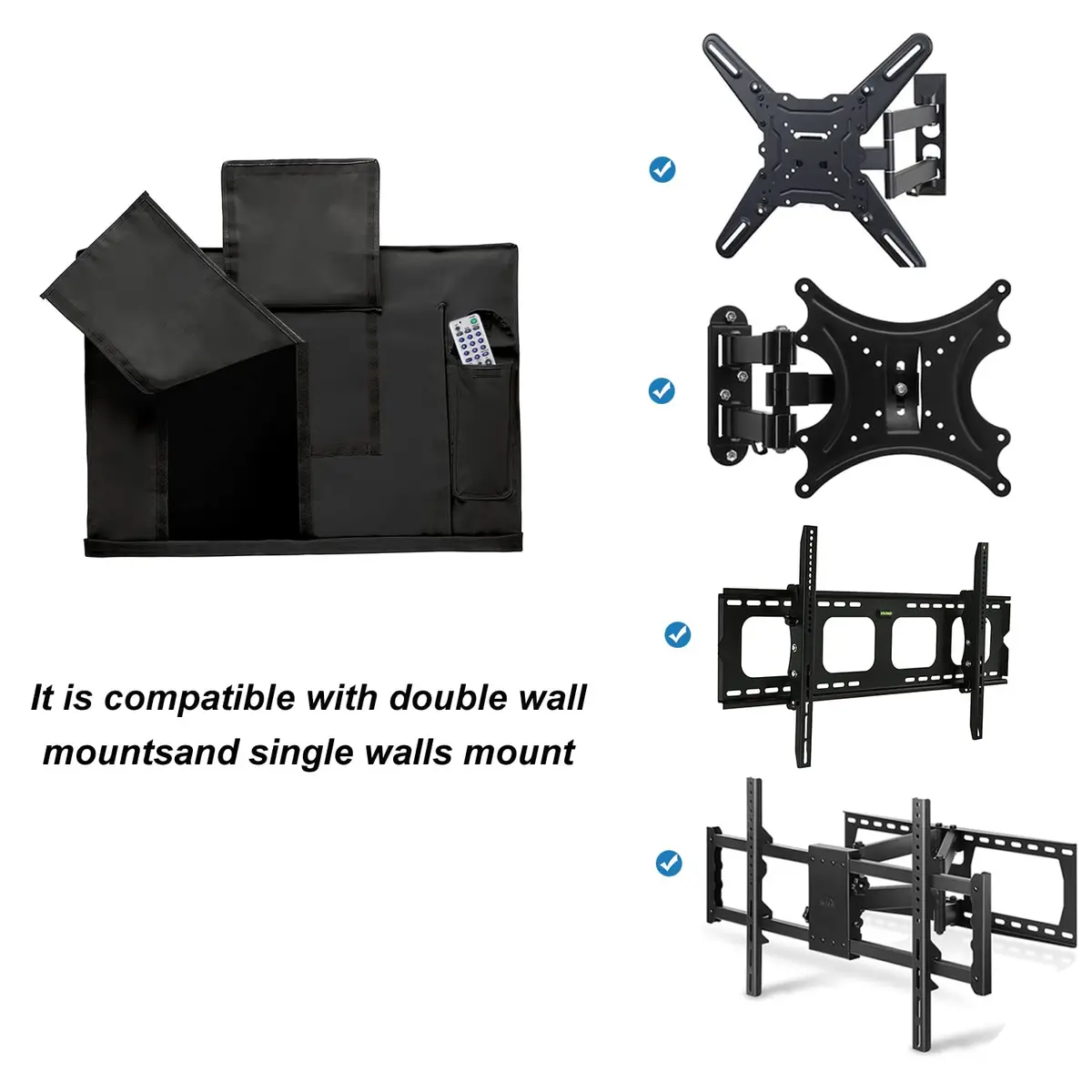 iBirdie Outdoor TV Cover for 28-32 inch TVs | Waterproof 600D Oxford Fabric with Stand Protection - view 4