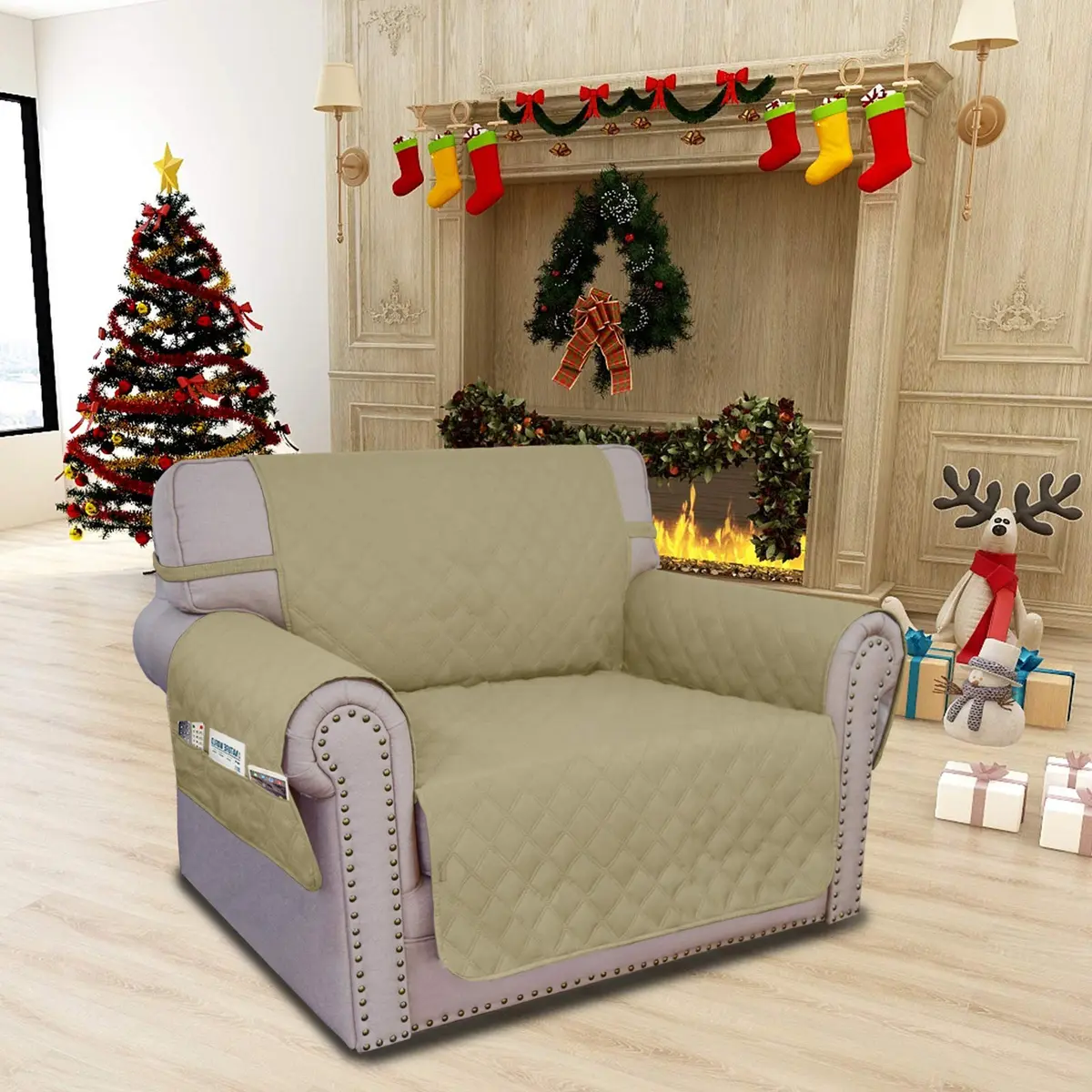 Easy-Going Waterproof Non-Slip Couch Cover Small Chair Sand | 100% Waterproof, Anti-Slip, Machine Washable - view 2