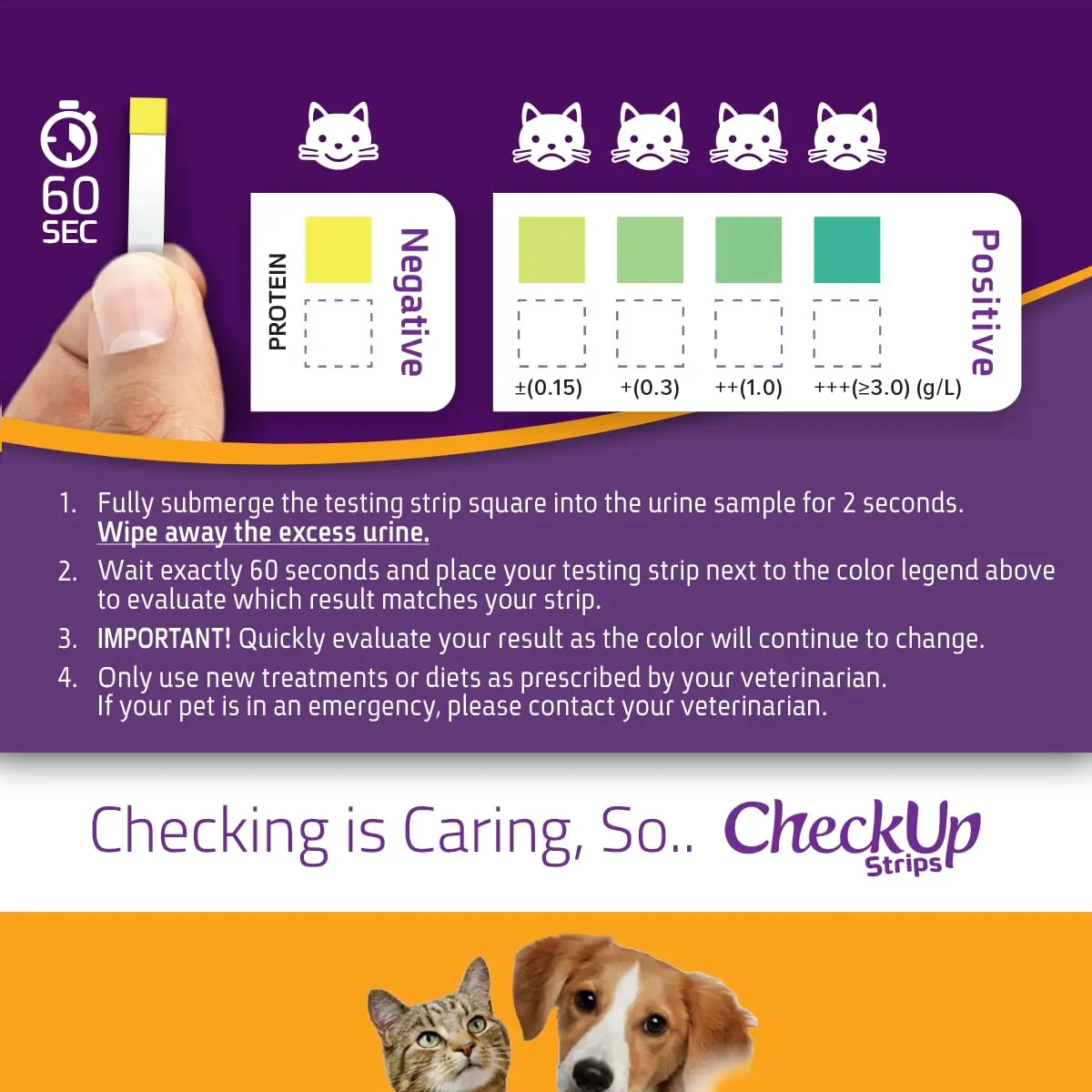KIT4CAT CheckUp Protein Urine Test Strips for Cats & Dogs, 50 Count | Non-Invasive Pet Health Monitoring - view 5
