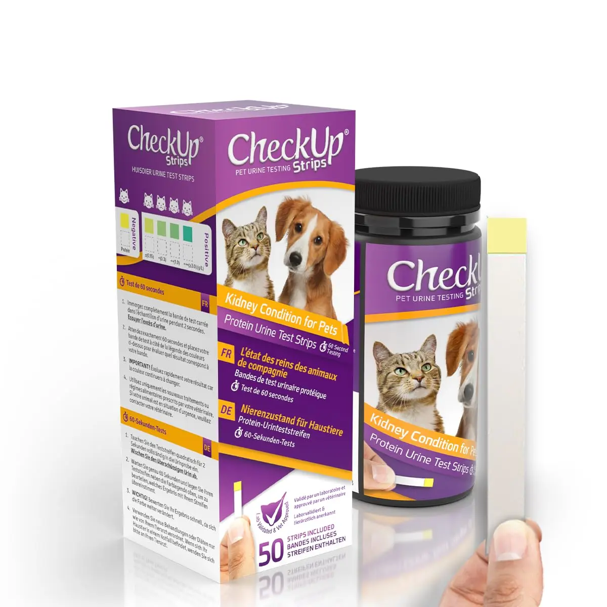 KIT4CAT CheckUp Protein Urine Test Strips for Cats & Dogs, 50 Count | Non-Invasive Pet Health Monitoring - main product image
