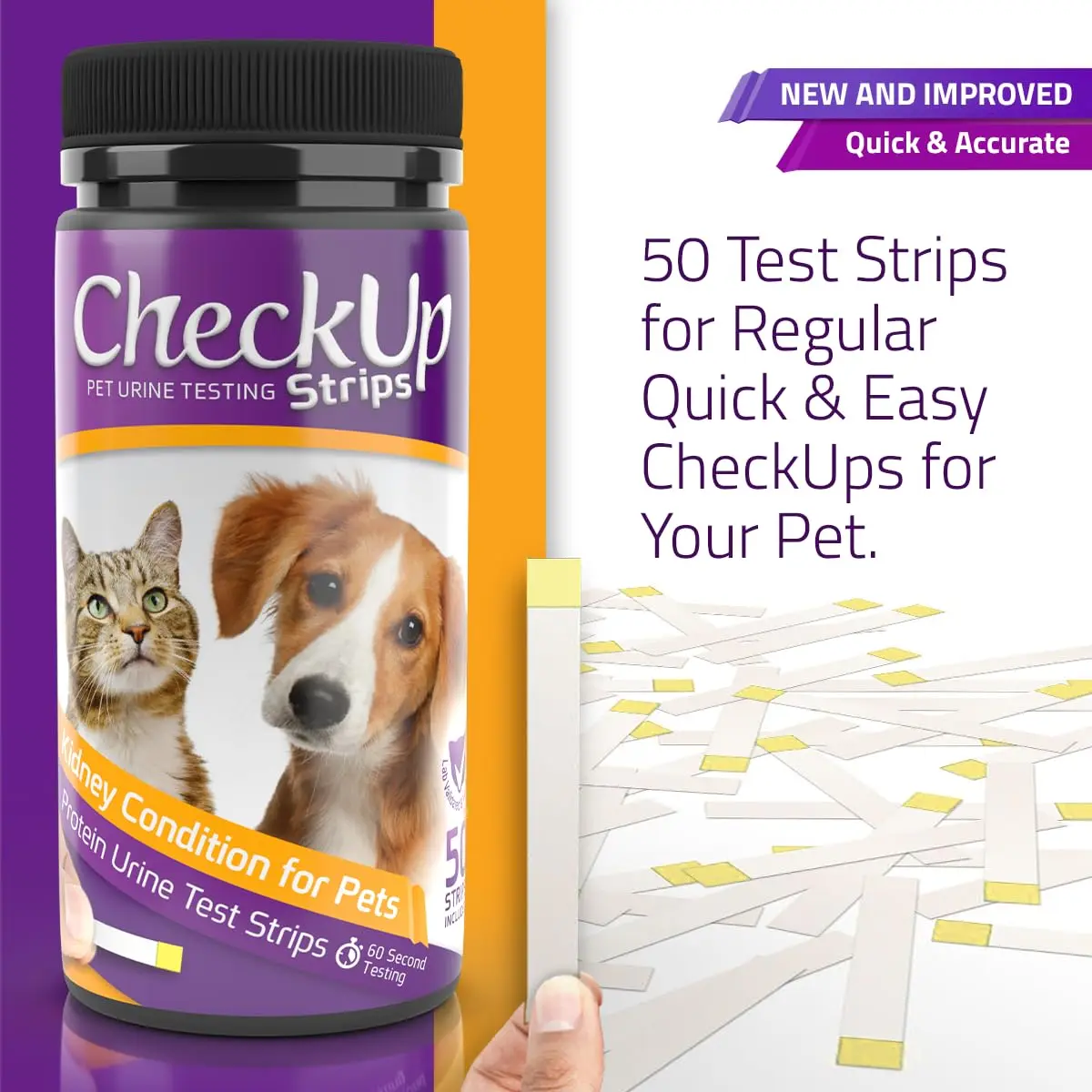 KIT4CAT CheckUp Protein Urine Test Strips for Cats & Dogs, 50 Count | Non-Invasive Pet Health Monitoring - view 2