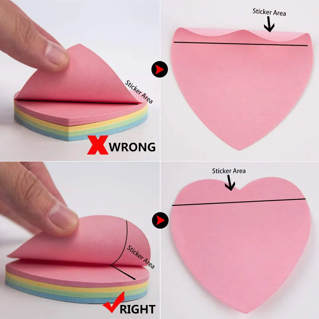 OSOPOLA Heart-Shaped Sticky Notes 1000 Sheets | Colorful Memo Pads for Office & School - view 4