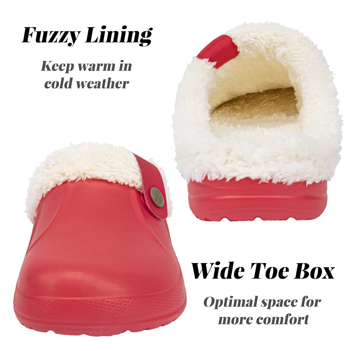 ChayChax Fur Lined Clogs Fuzzy Slippers for Women and Men, Red, 7.5-8.5W/6.5-7M | Ultra Warm Indoor Outdoor Comfort - view 6