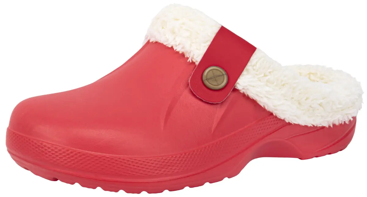 ChayChax Fur Lined Clogs Fuzzy Slippers for Women and Men, Red, 7.5-8.5W/6.5-7M | Ultra Warm Indoor Outdoor Comfort - main product image