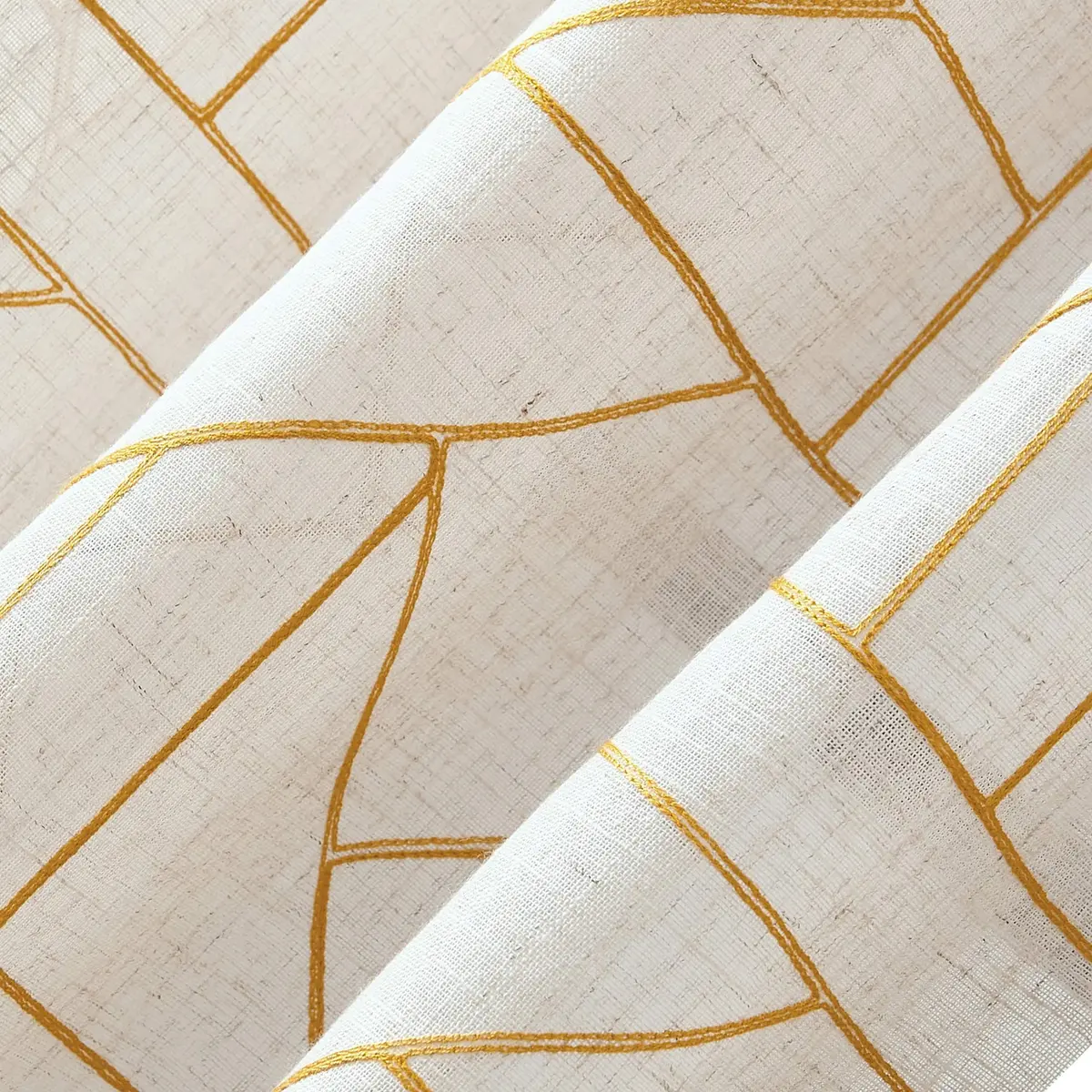 Archaeo Natural Linen Blend Curtain 50" x 95" | Geometric Embroidery for Modern Homes - view 3
