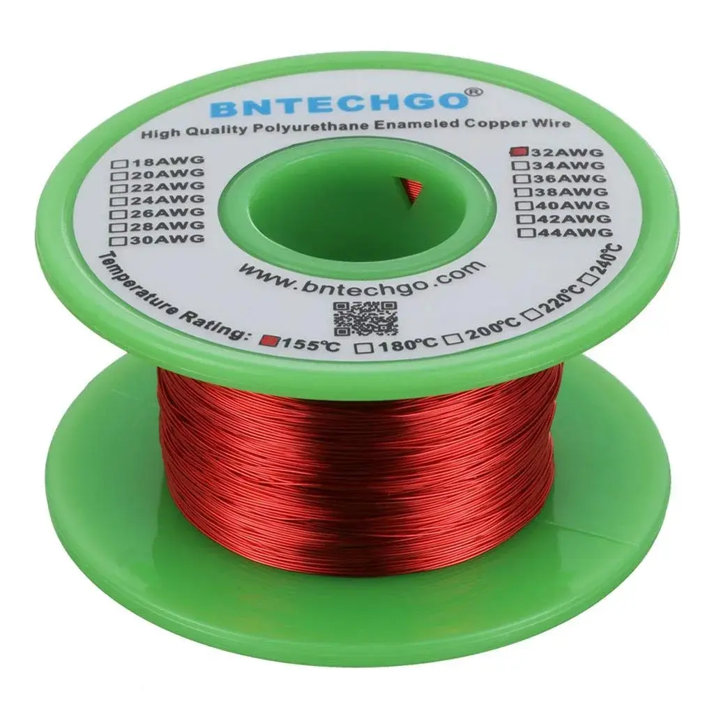 BNTECHGO 32 AWG Magnet Wire 1234 ft (4 oz) Red | High-Quality Enameled Copper Coil Wire - main product image