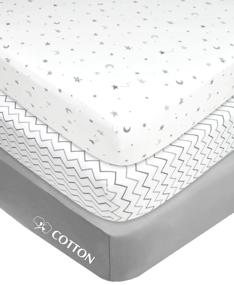 American Baby Company 3 Pack Fitted Mini Crib Sheet 38x24" | Snug Cotton Fit for Baby's Comfort - main product image