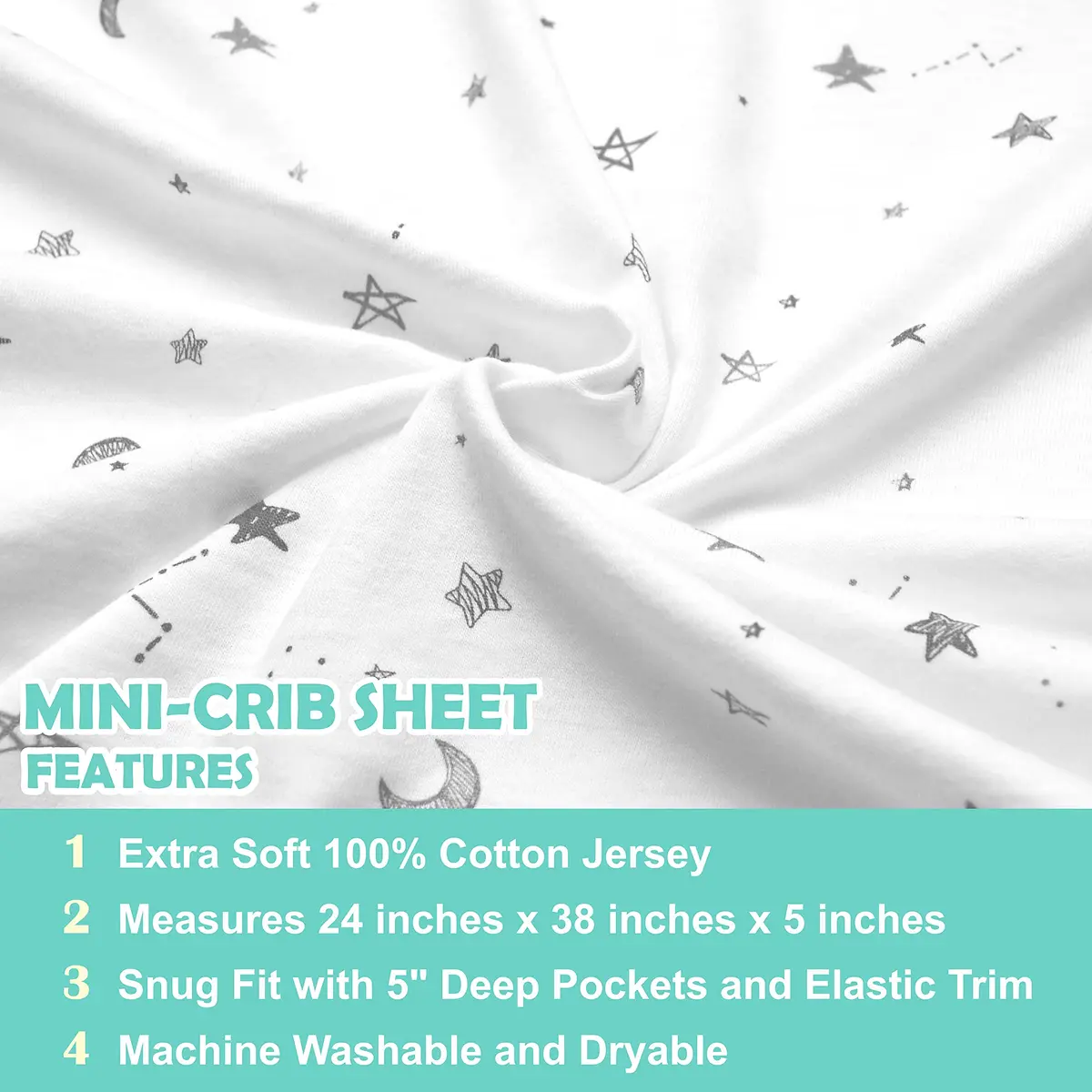 American Baby Company 3 Pack Fitted Mini Crib Sheet 38x24" | Snug Cotton Fit for Baby's Comfort - view 4