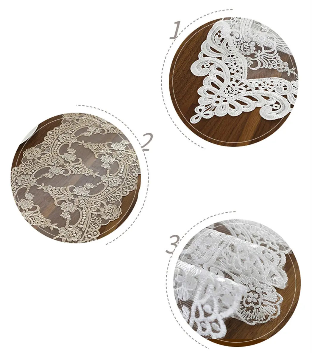Gleamique Lace Table Runner and Dresser Scarf Floral Champagne 10 x 60 Inches | Elegant Vintage Lace Decor - view 4