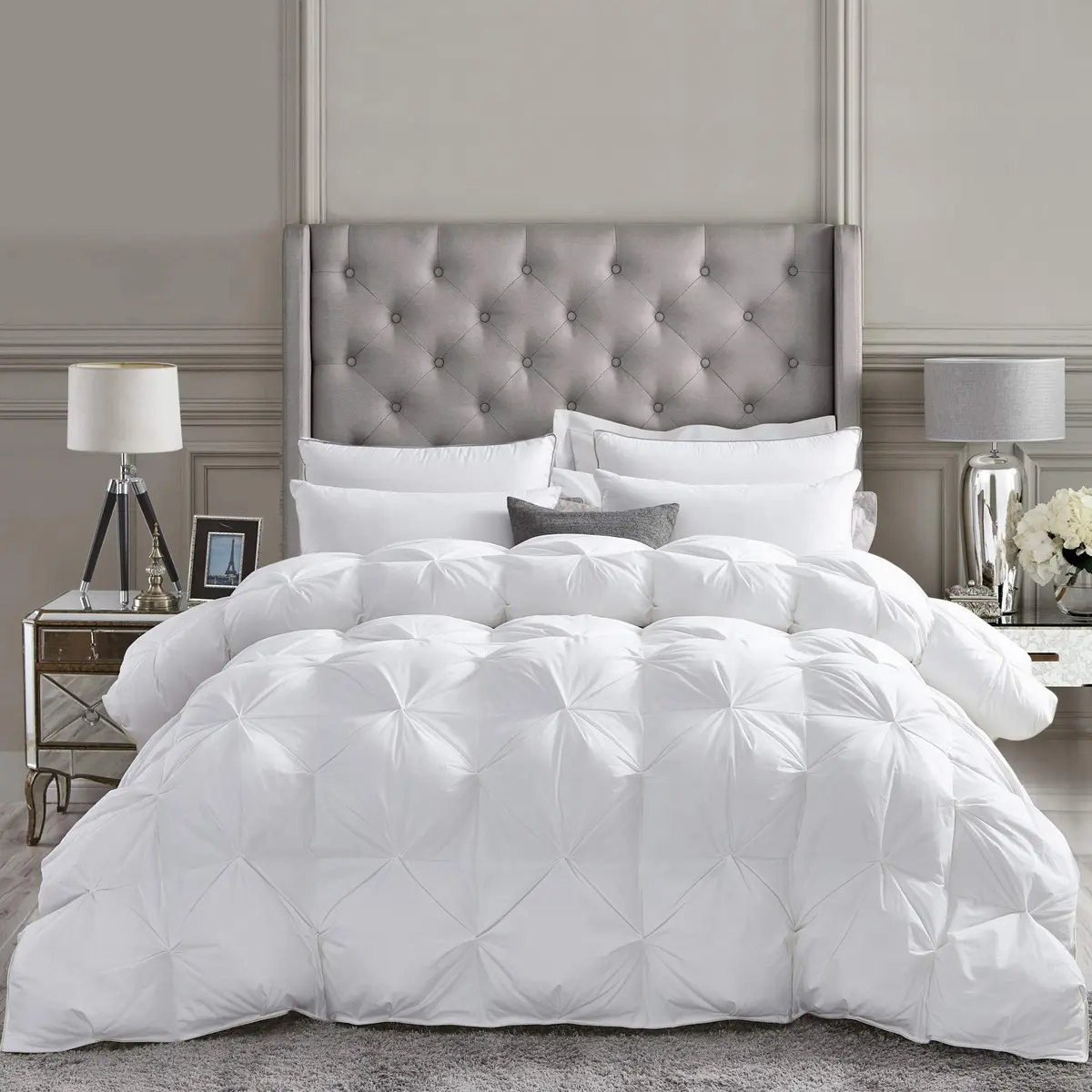 Egyptian Bedding Twin Size Comforter | All-Season Goose Down Feather Fiber | 50 oz. | White - main product image