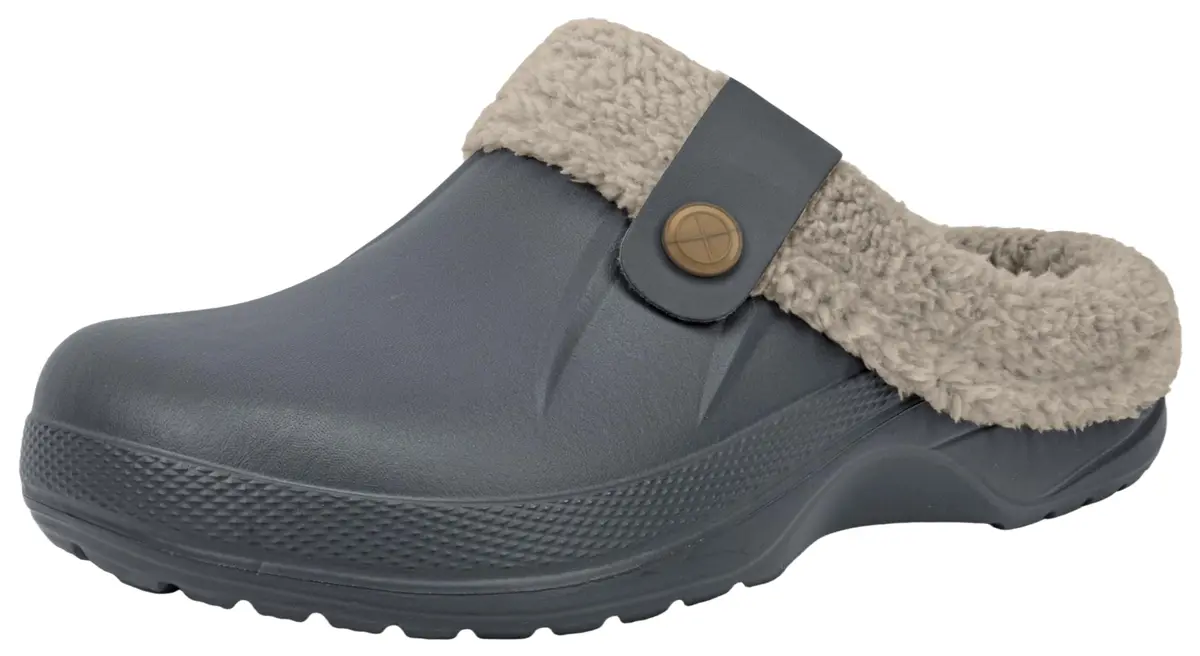 ChayChax Fur Lined Clogs Fuzzy Slippers for Women and Men, Grey, 11-11.5W/9.5-10M | Ultra Warm Indoor Outdoor Comfort - main product image