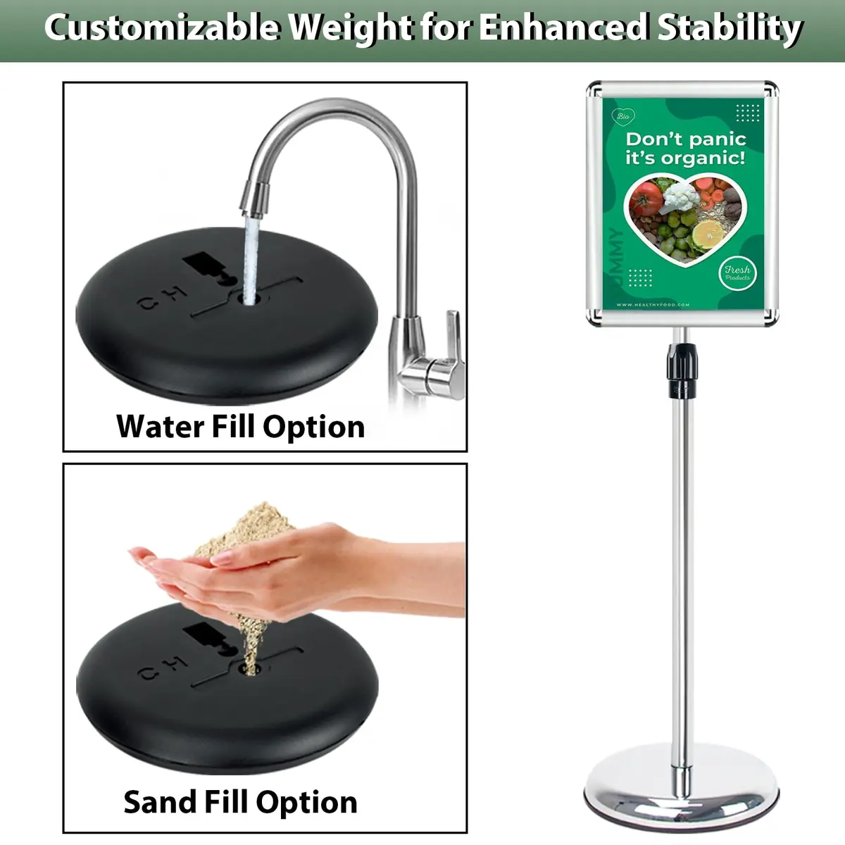 Mutualsign Adjustable Floor Standing Pedestal Sign Holder 8.5 x 11" (21.6 x 27.9 cm) | 31.5-48" Height, 360° Rotation - view 5