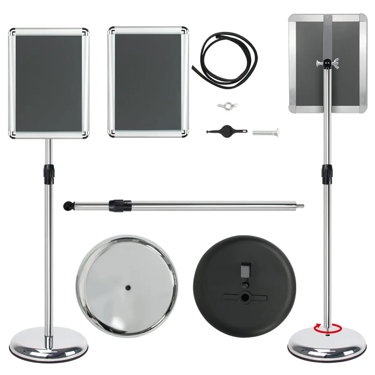 Mutualsign Adjustable Floor Standing Pedestal Sign Holder 8.5 x 11" (21.6 x 27.9 cm) | 31.5-48" Height, 360° Rotation - view 9