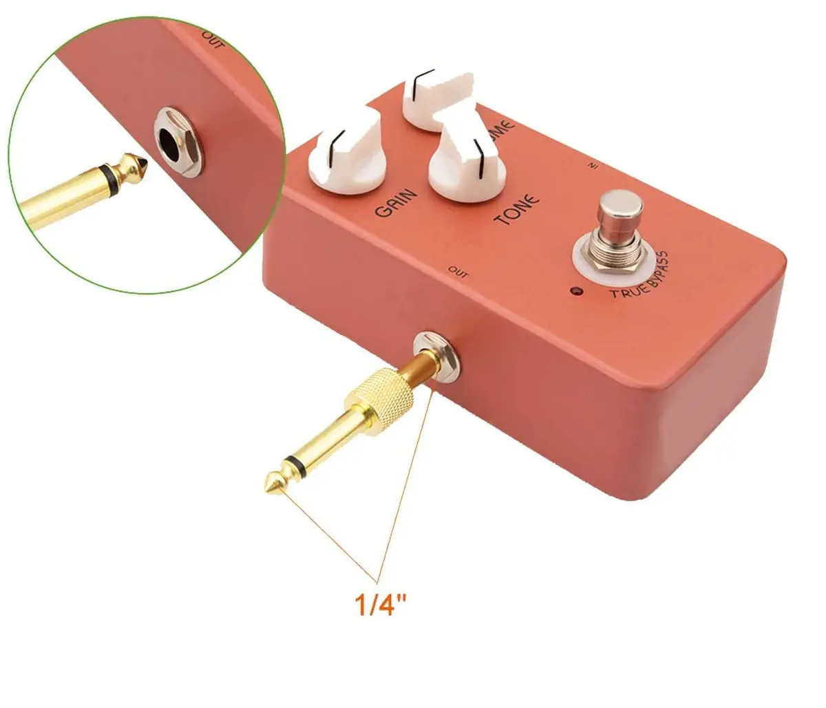 OTraki 6 Pack Guitar Pedal Connector 1/4 inch Effect Pedal Coupler Gold Plated 6.35mm | Straight Male to Male Plug - view 5