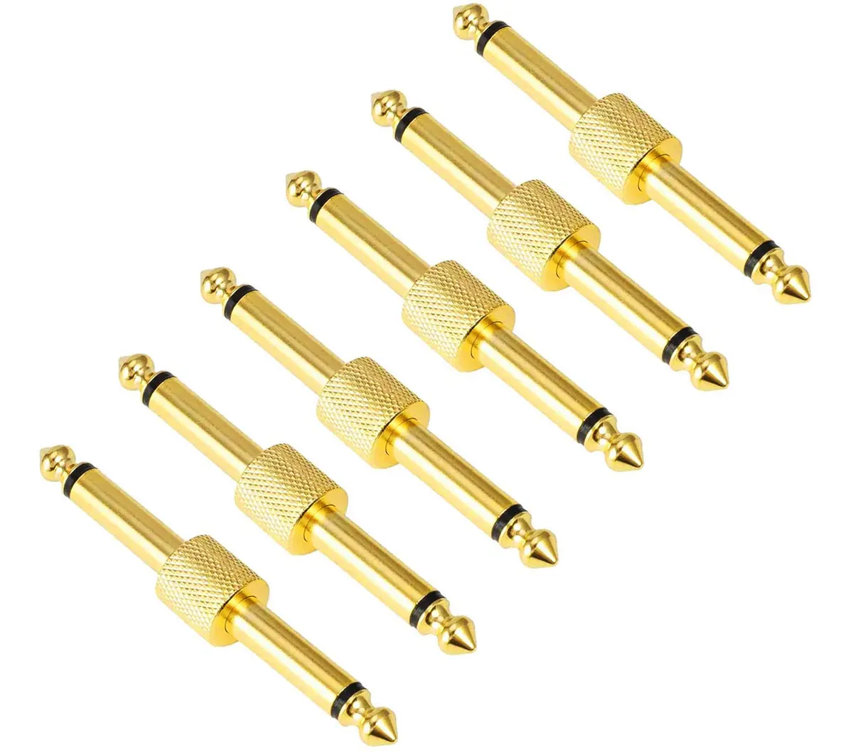 OTraki 6 Pack Guitar Pedal Connector 1/4 inch Effect Pedal Coupler Gold Plated 6.35mm | Straight Male to Male Plug - view 7