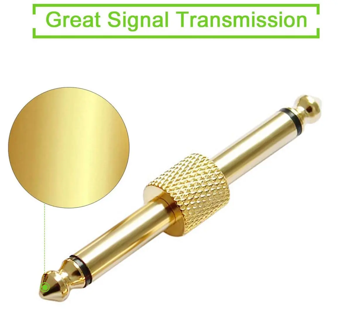 OTraki 6 Pack Guitar Pedal Connector 1/4 inch Effect Pedal Coupler Gold Plated 6.35mm | Straight Male to Male Plug - view 3