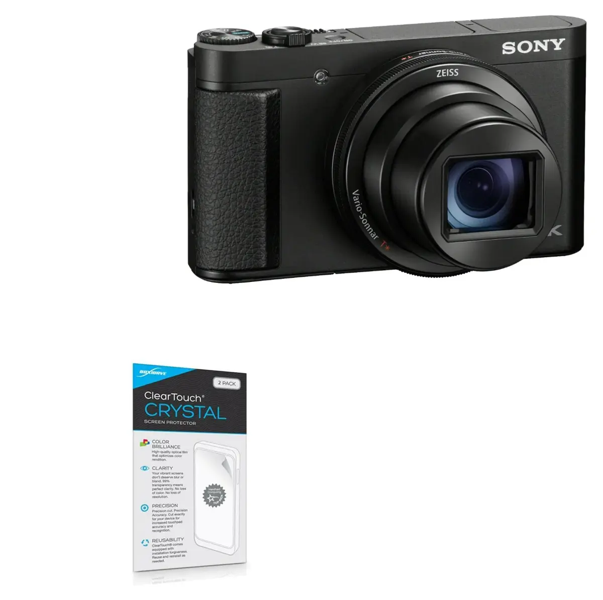 BoxWave ClearTouch Crystal Screen Protector for Sony Cyber-Shot DSC-HX99 | 2-Pack HD Film Skin - main product image