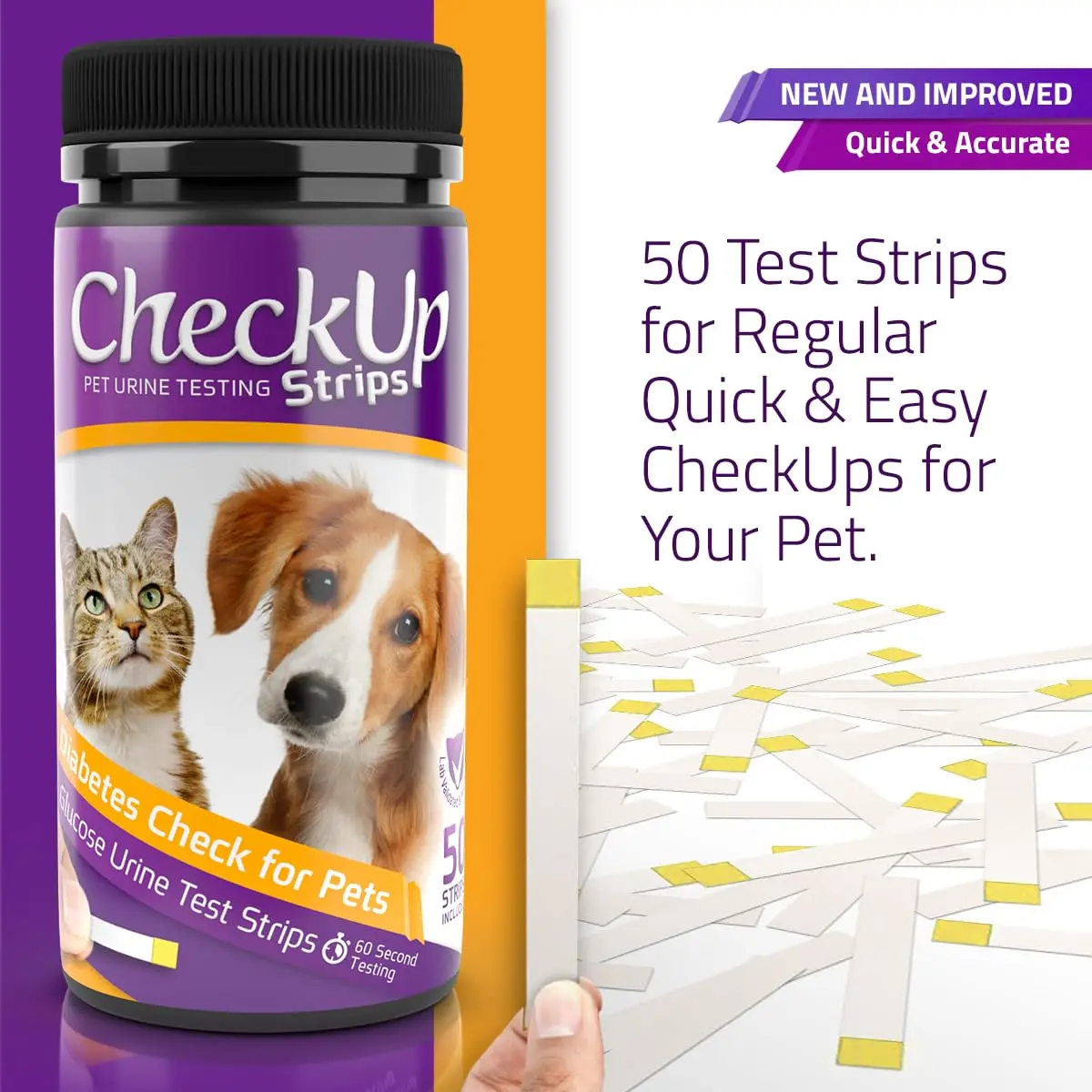 KIT4CAT CheckUp Glucose Urine Testing Strips for Cats and Dogs, 50 Count | Detects Glucose Levels in 60 Seconds - view 2