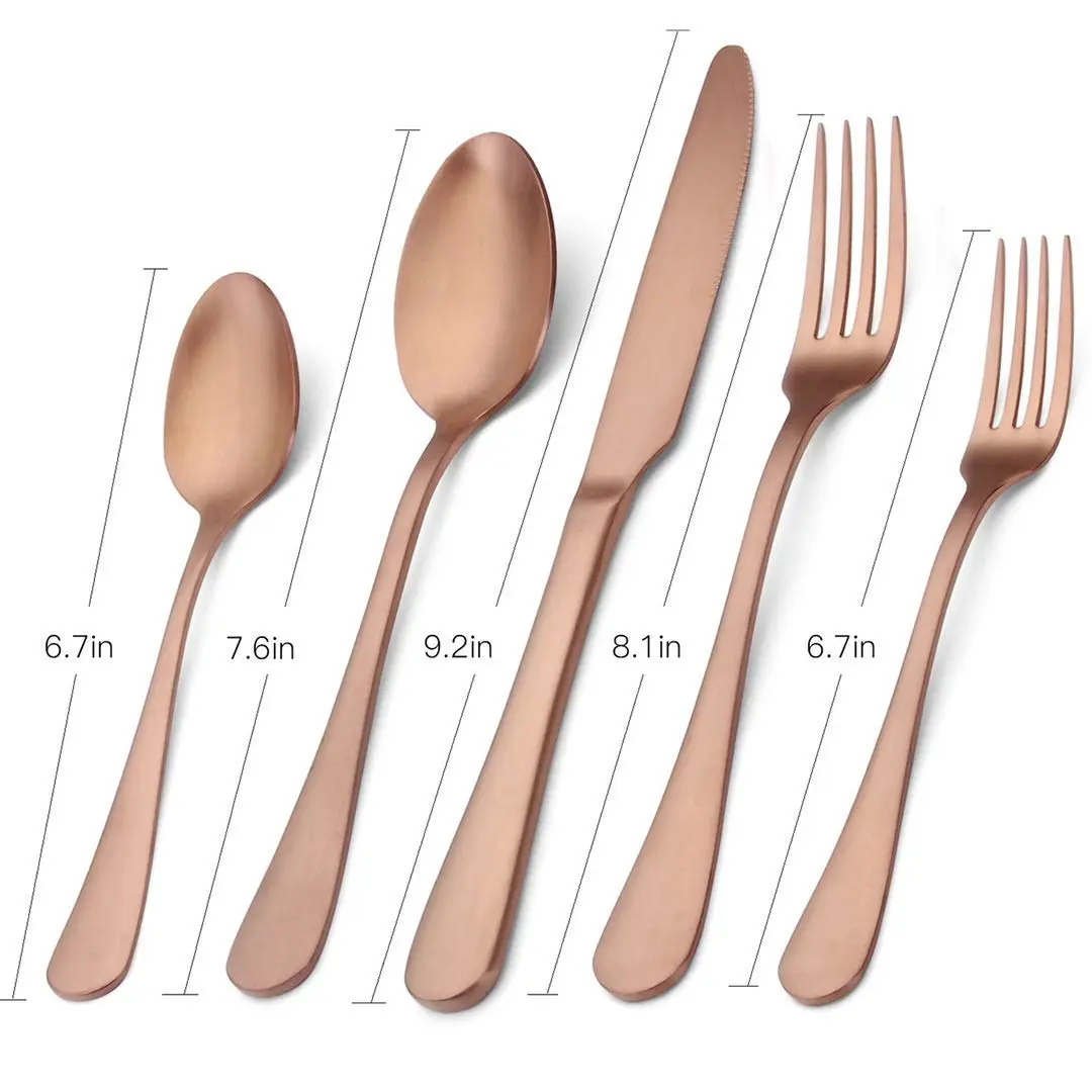 sharecook Matte Rose Gold Silverware Set 20-Piece Stainless Steel Flatware Set with Round Edge | Service for 4 - view 2