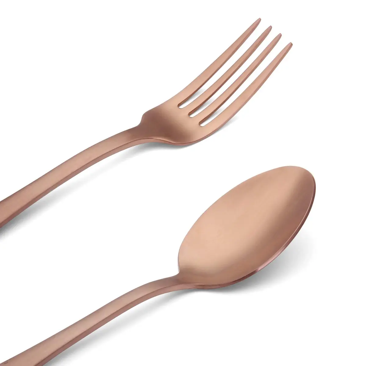 sharecook Matte Rose Gold Silverware Set 20-Piece Stainless Steel Flatware Set with Round Edge | Service for 4 - view 3