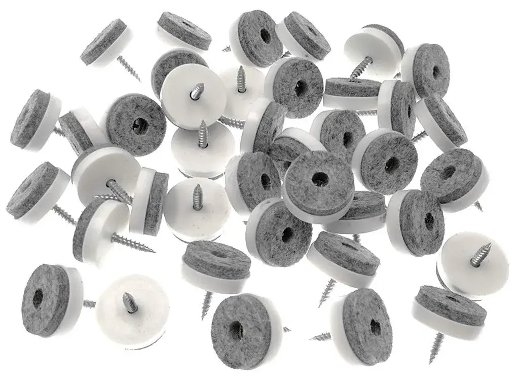 ALIMITOPIA Screw-on Furniture Felt Pads 28mm (1.1") White | Protects Floors & Furniture from Scratches - main product image