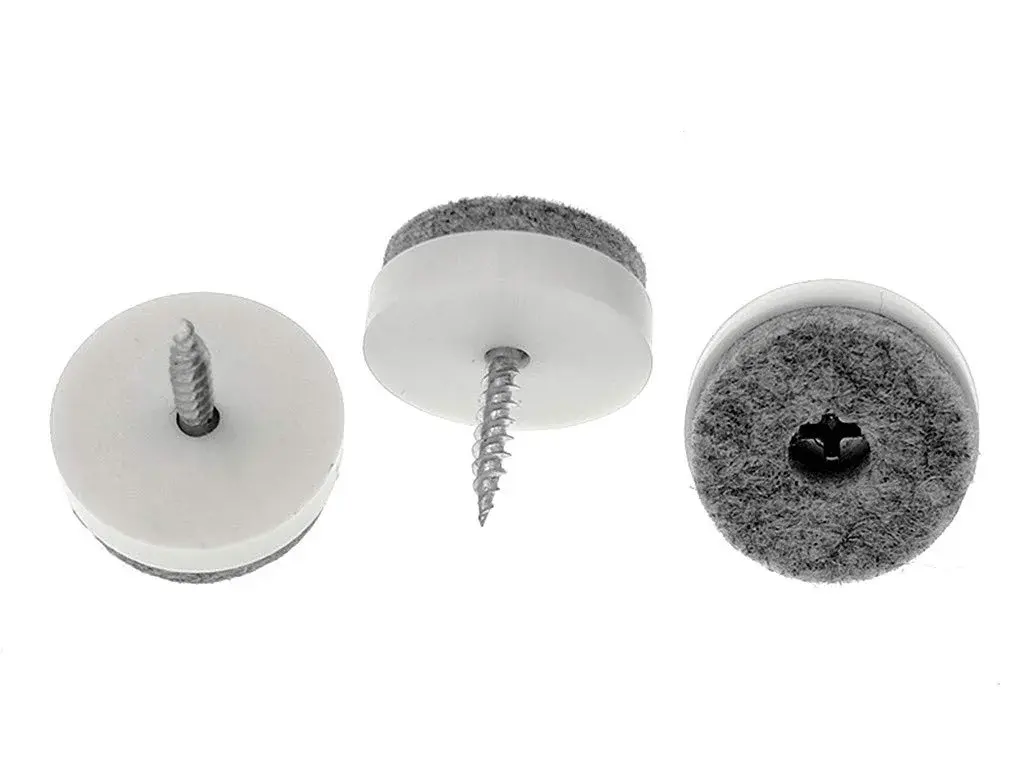 ALIMITOPIA Screw-on Furniture Felt Pads 28mm (1.1") White | Protects Floors & Furniture from Scratches - view 3
