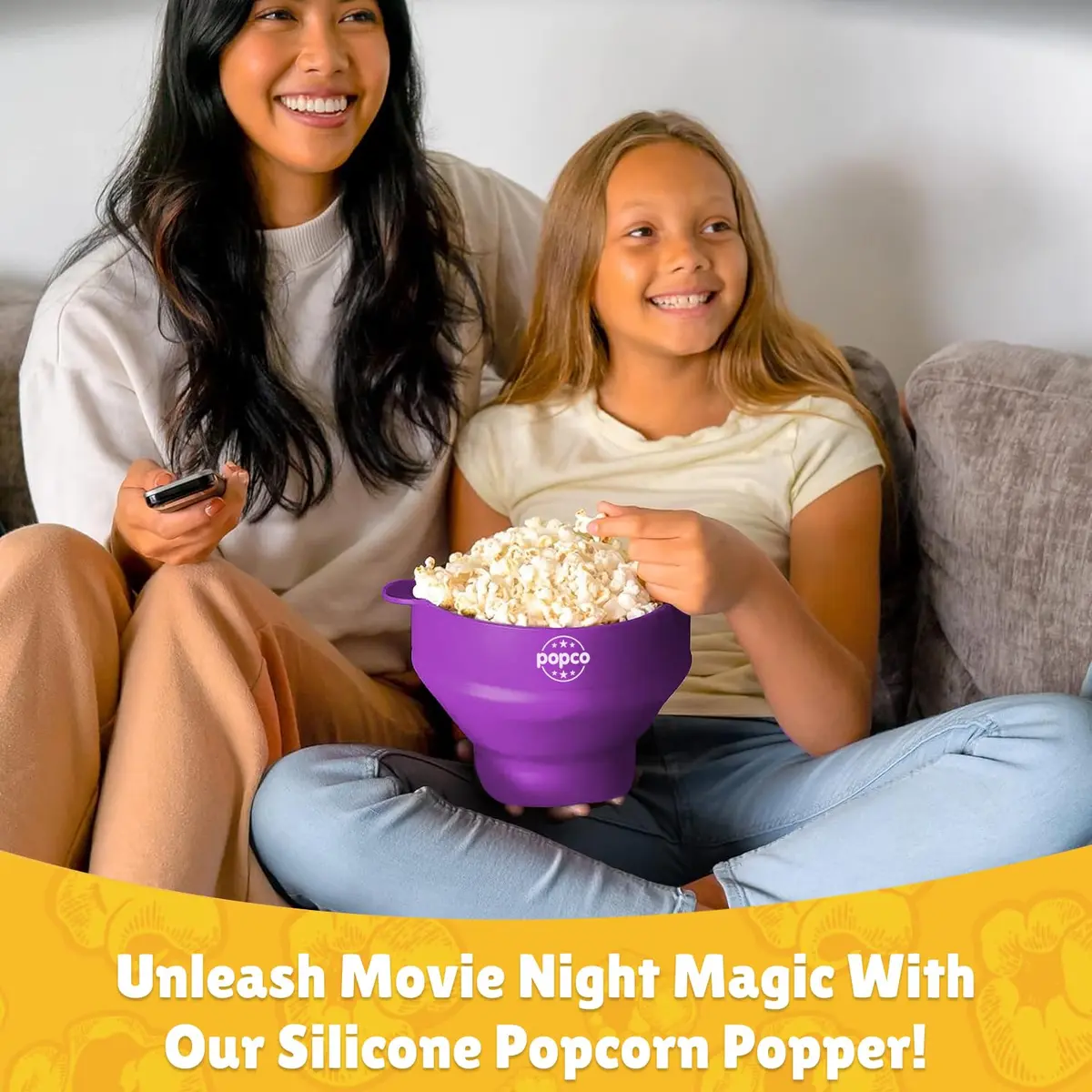 POPCO HotPop Silicone Popcorn Maker - 15-Cup Capacity Collapsible Bowl | Microwave Popcorn Popper for Family Movie Nights - view 4