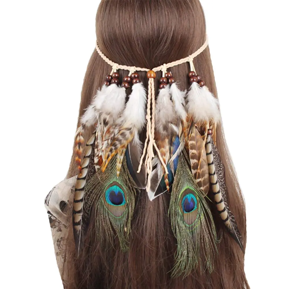 WLBON Halloween Boho Feather Headband 1 Count | Versatile Bohemian Hair Accessory for Women - main product image