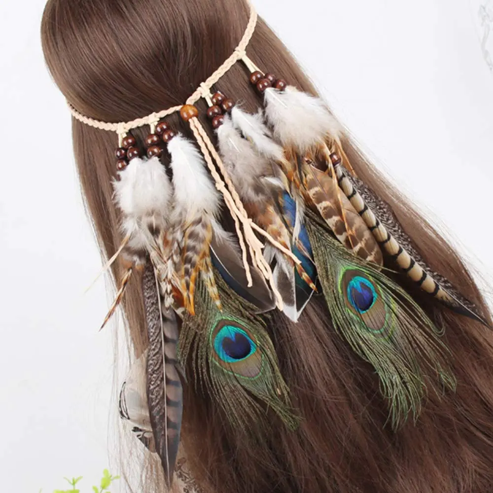 WLBON Halloween Boho Feather Headband 1 Count | Versatile Bohemian Hair Accessory for Women - view 3