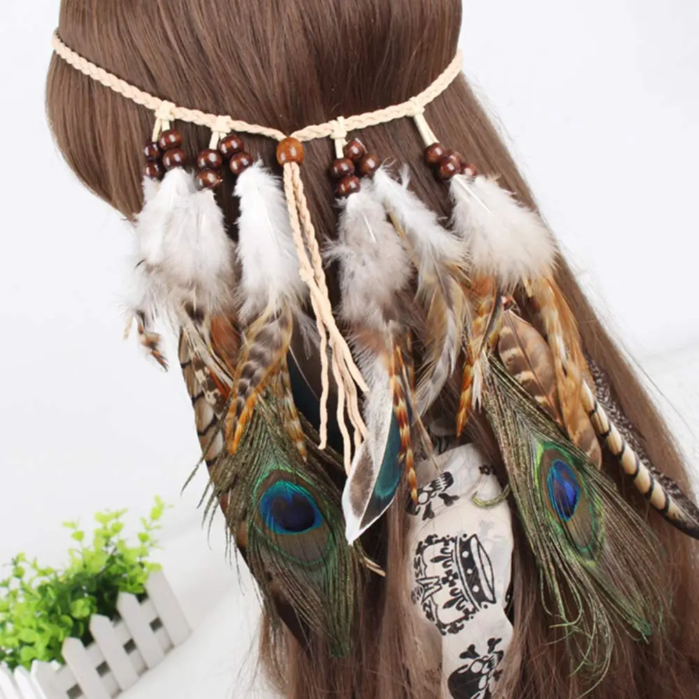 WLBON Halloween Boho Feather Headband 1 Count | Versatile Bohemian Hair Accessory for Women - view 4