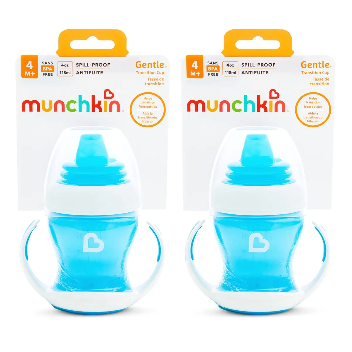 Munchkin Gentle Transition Baby Sippy Cup, Spill Proof, 4 Ounce, 2 Pack | Soft Silicone Spout & Handles for 4+ Months - view 7