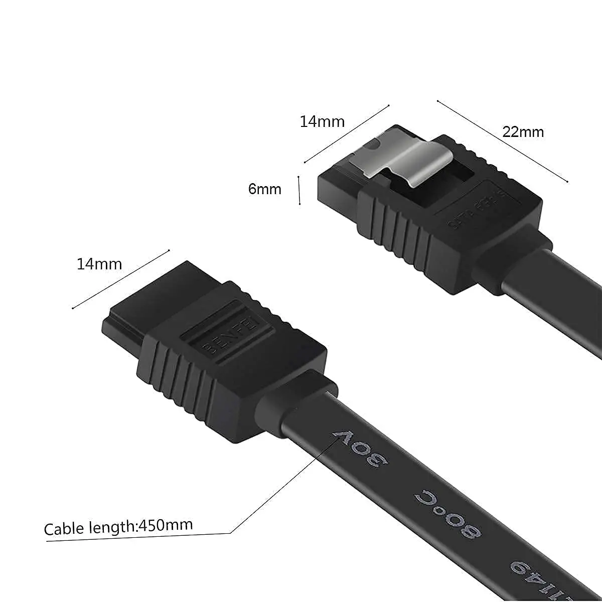 BENFEI SATA Cable III 3 Pack 18 Inch | 6Gbps Data Transfer with Locking Latch - view 4