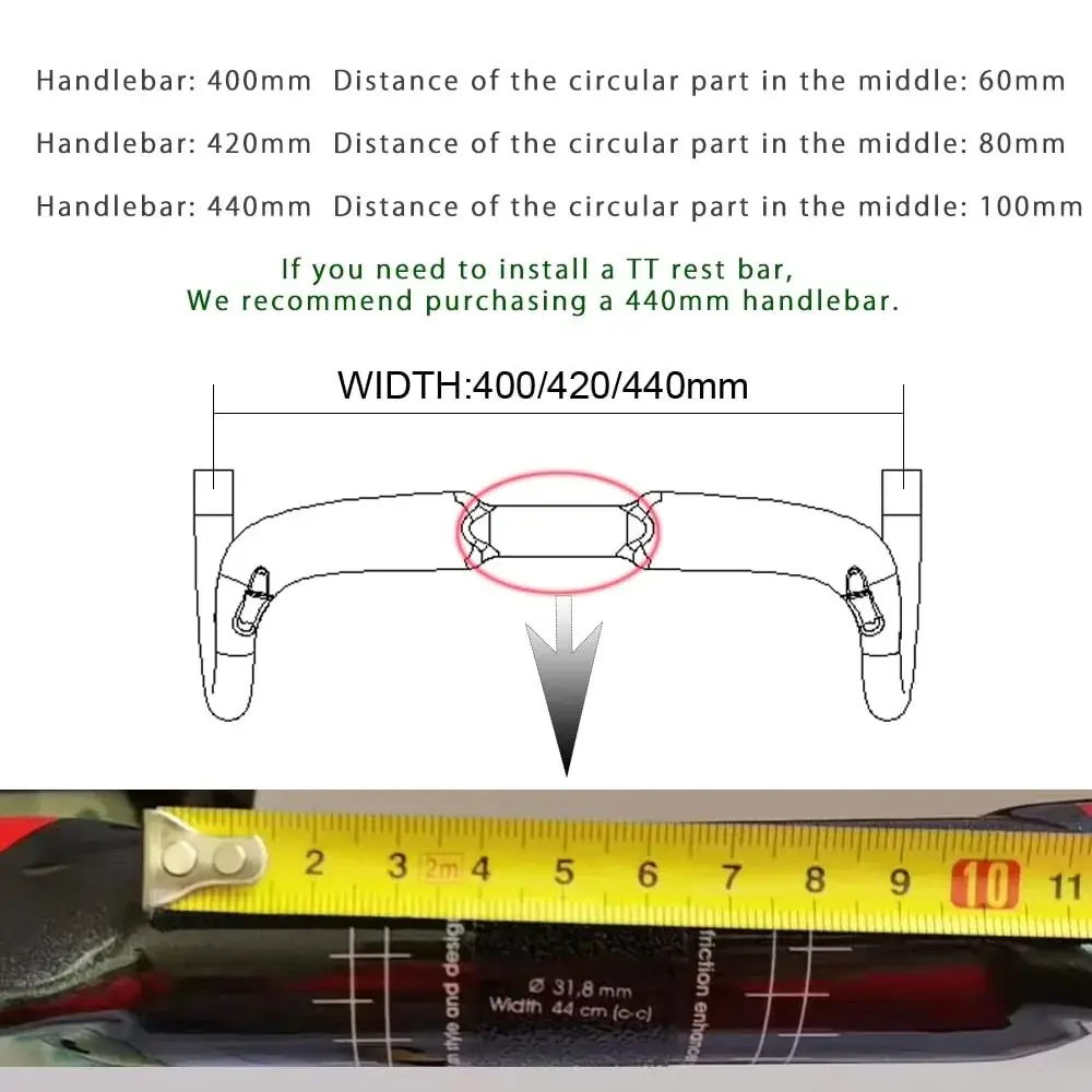 Alfa Pasca 31.8 x 440mm No Logo 3K Glossy Carbon Fiber Aero Road Bike Handlebars - view 2
