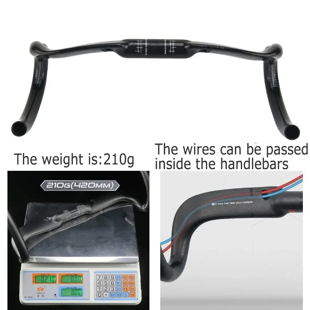Alfa Pasca 31.8 x 440mm No Logo 3K Glossy Carbon Fiber Aero Road Bike Handlebars - view 3