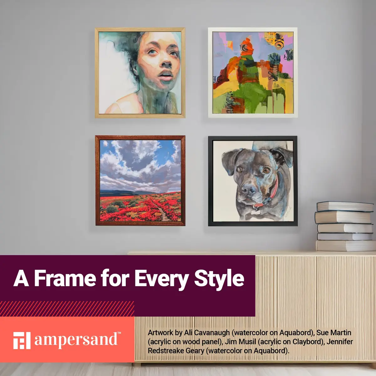 Ampersand Float Frame 1.5In Bold 10X10 White | Premium Hardwood Canvas & Panel Frame - view 7
