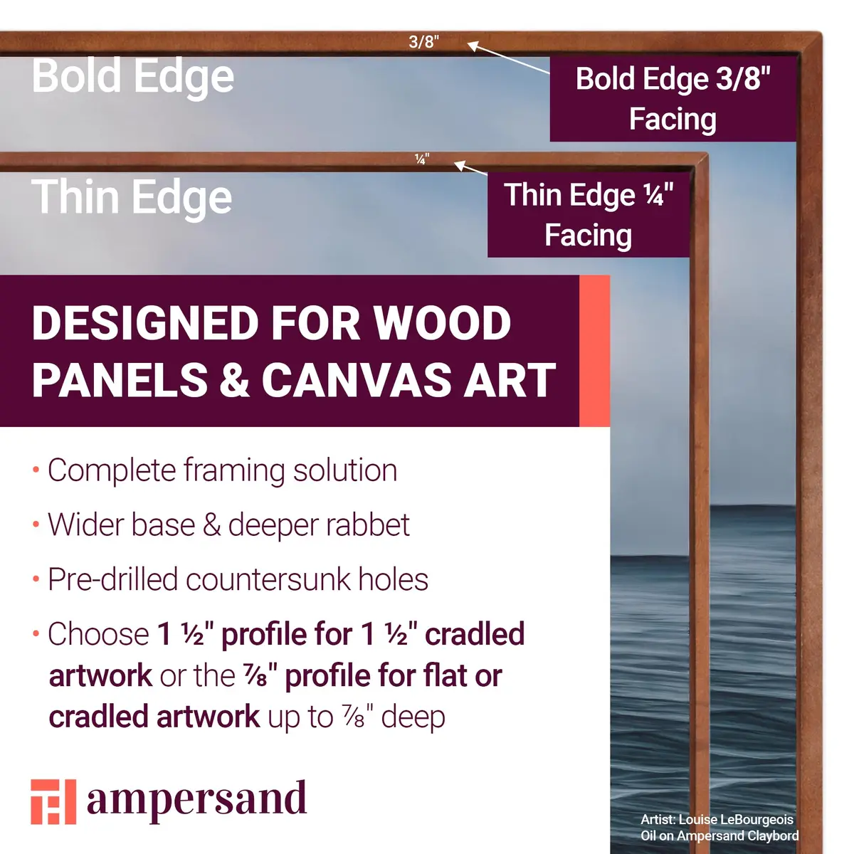 Ampersand Float Frame 1.5In Bold 10X10 White | Premium Hardwood Canvas & Panel Frame - view 2