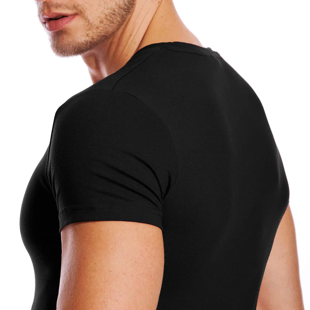 Zecmos Men's Black V Neck T-Shirt Slim Fit 100% Cotton | Lightweight Undershirt - view 6