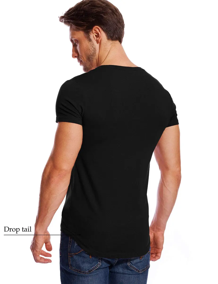 Zecmos Men's Black V Neck T-Shirt Slim Fit 100% Cotton | Lightweight Undershirt - view 3