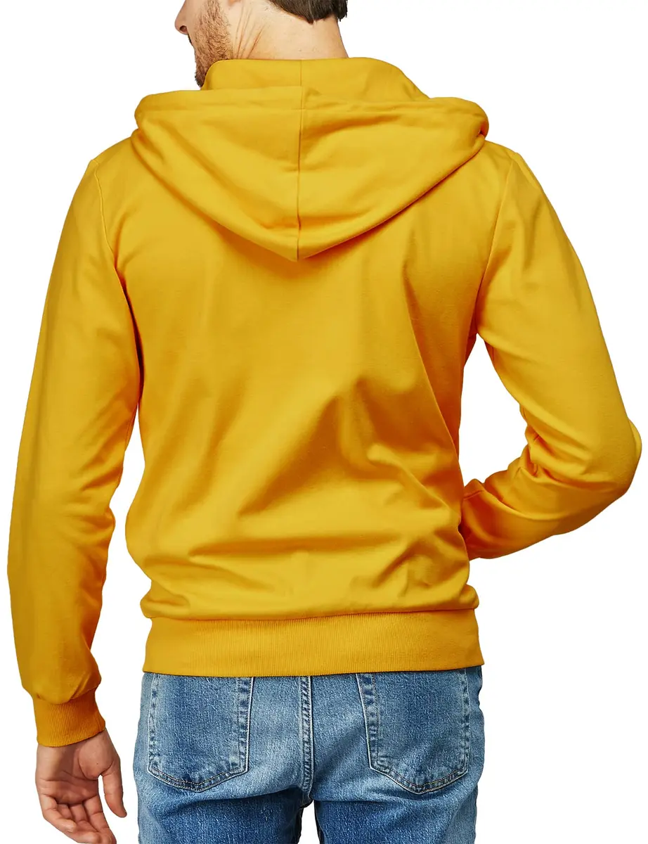 H2H Men's Slim Fit Basic Zip Up Hoodie with Kanga Pocket and White Zipper and String for Casual MUSTARD US S/Asia M (CMOHOL048) | Sporty & Comfortable - view 4