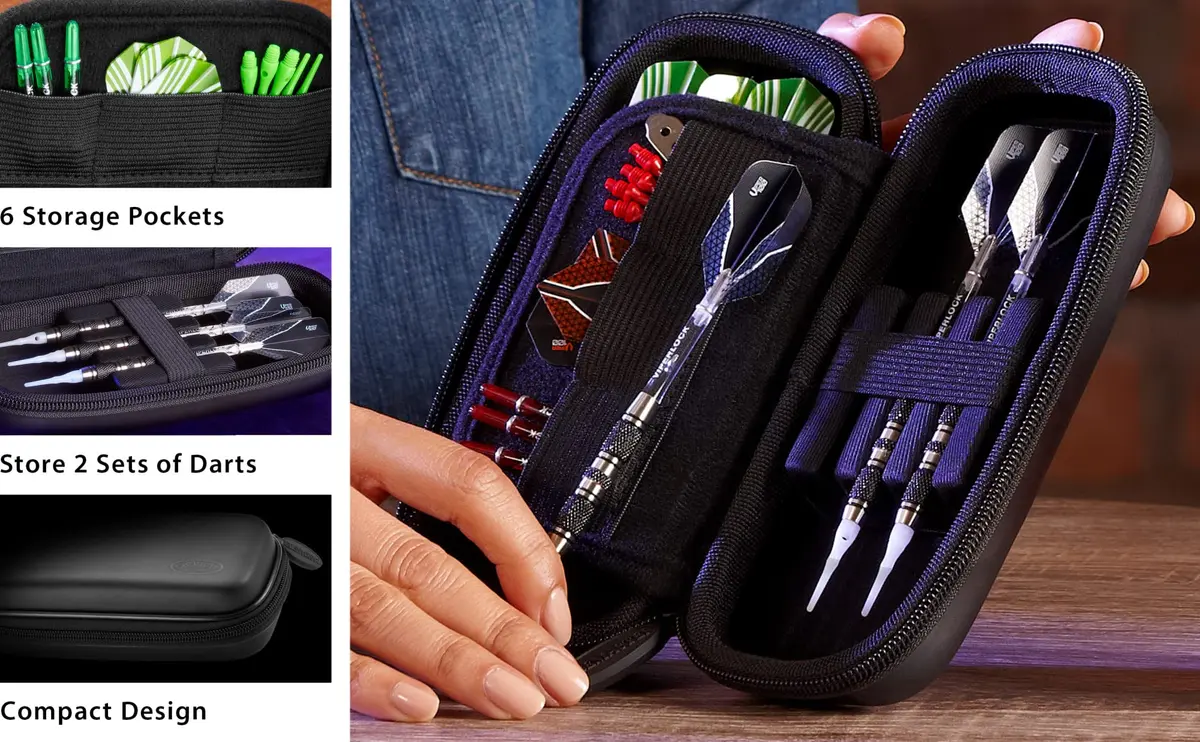 Casemaster Sentry Slim 6 Dart Case Blue Zipper | Heavy-Duty EVA Shell for 6 Darts - view 2