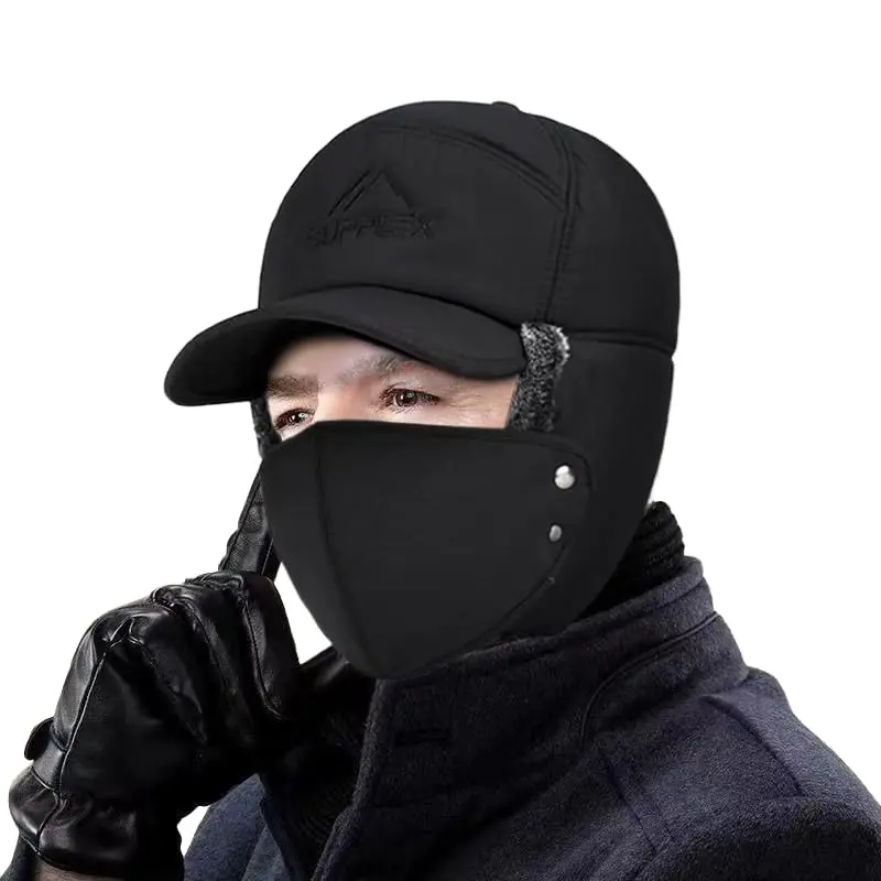Greenery-GRE Black Trapper Hat with Fur Lining | Windproof & Insulated for Cold Weather - view 2
