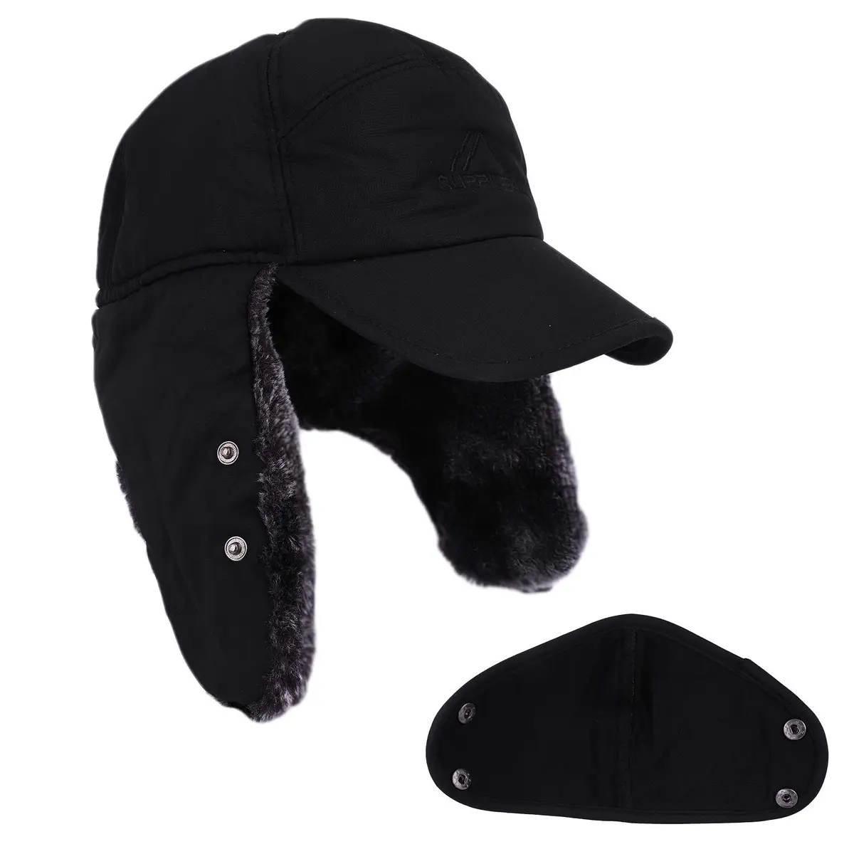 Greenery-GRE Black Trapper Hat with Fur Lining | Windproof & Insulated for Cold Weather - view 4
